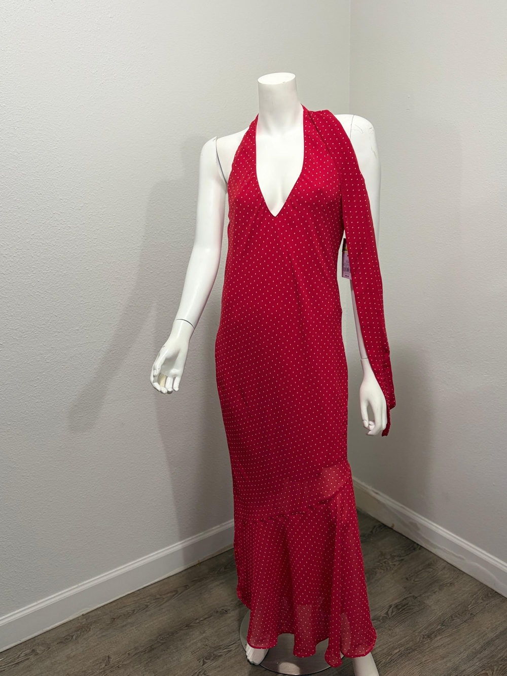 a new day Red Halter Polka Dot Maxi Dress